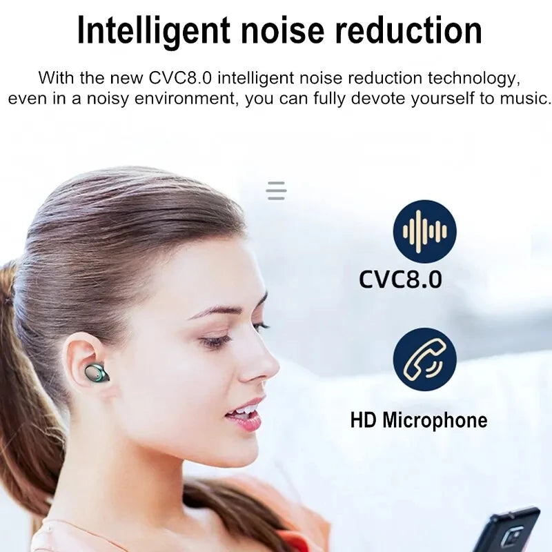 Écouteurs sans fil Bluetooth F9 TWS, casque binaural à affichage LED, étanche, appels HD, CVC 8.0, réduction du bruit