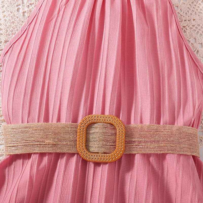 Belle robe rose sans manches et ceinture pour enfants de 4 à 12 ans - Loufdingue.com - Belle robe rose sans manches et ceinture pour enfants de 4 à 12 ans - Loufdingue.com -  -  