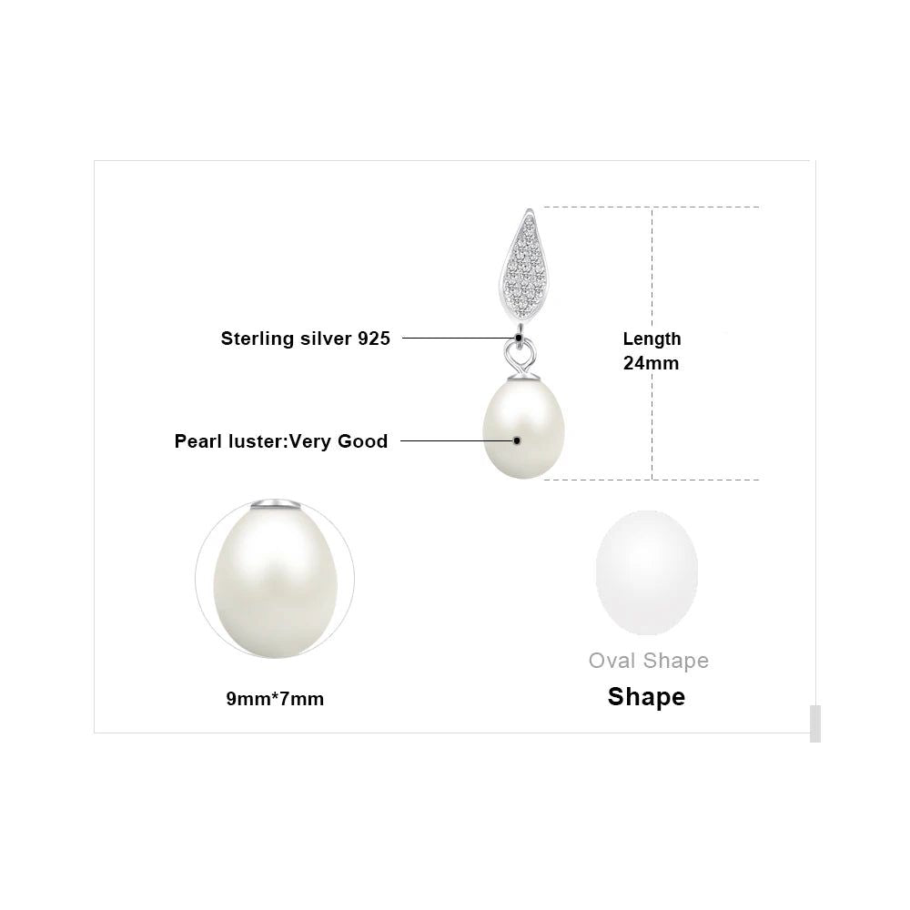 Boucles d'oreilles pendantes pour les femmes 925 en argent Sterling 7-9mm - Loufdingue.com - Boucles d'oreilles pendantes pour les femmes 925 en argent Sterling 7-9mm - Loufdingue.com -  -  