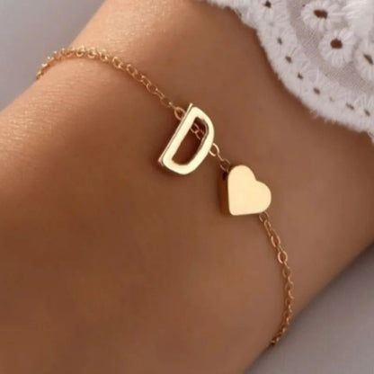 Bracelets en forme de cœur en alliage avec 26 lettres initiales anglaises - Loufdingue.com - Bracelets en forme de cœur en alliage avec 26 lettres initiales anglaises - Loufdingue.com -  -  