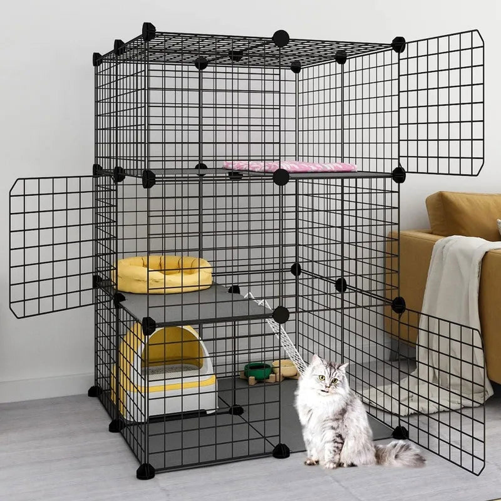 Cage pour chats à 3 niveaux - Loufdingue.com - Cage pour chats à 3 niveaux - Loufdingue.com -  -  