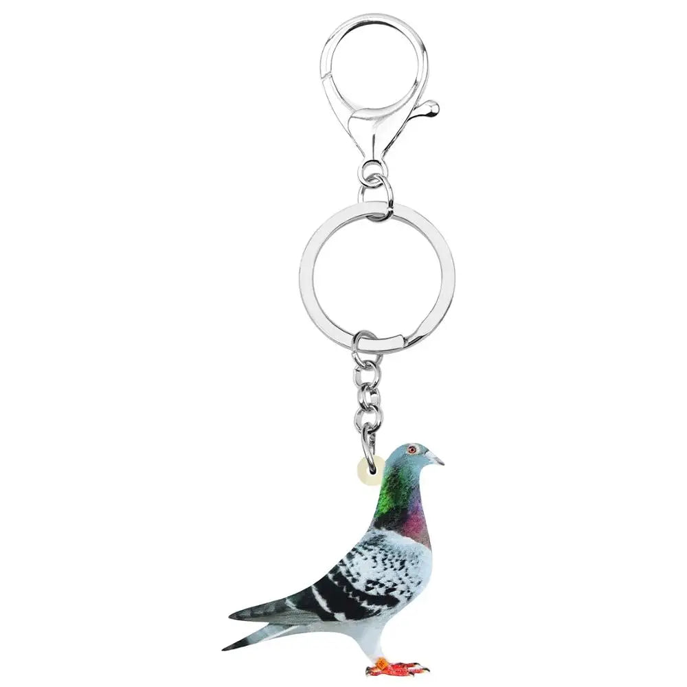 Bonsny Acrylic Carrier Pigeon Key Chains Bird Key Rings Bag Car Purse Decorations Keychains For Women Girls Teen Men Charms Gift