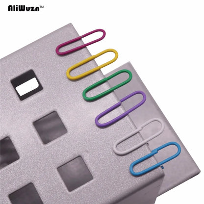 Distributeur de pinces à papier multicolores, 100 pièces, 28x8mm.