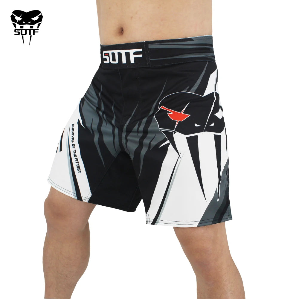 SOTF- Shorts de boxe, mma adultes serpent venimeux géométrique tigre Muay Thai, shorts de boxe mma