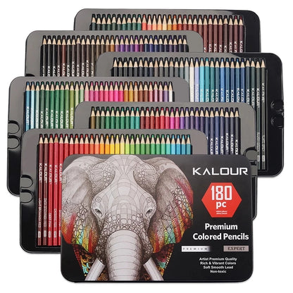 Ensemble de crayons de couleur 180 pour peinture, création artistique, huileux.