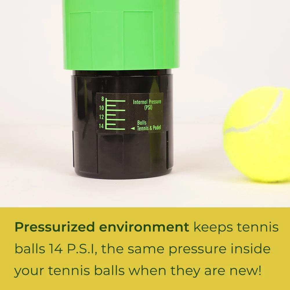 Tennis Ball Saver – Stockage de balles de tennis sous pression qui maintient les balles rebondissantes comme neuves.