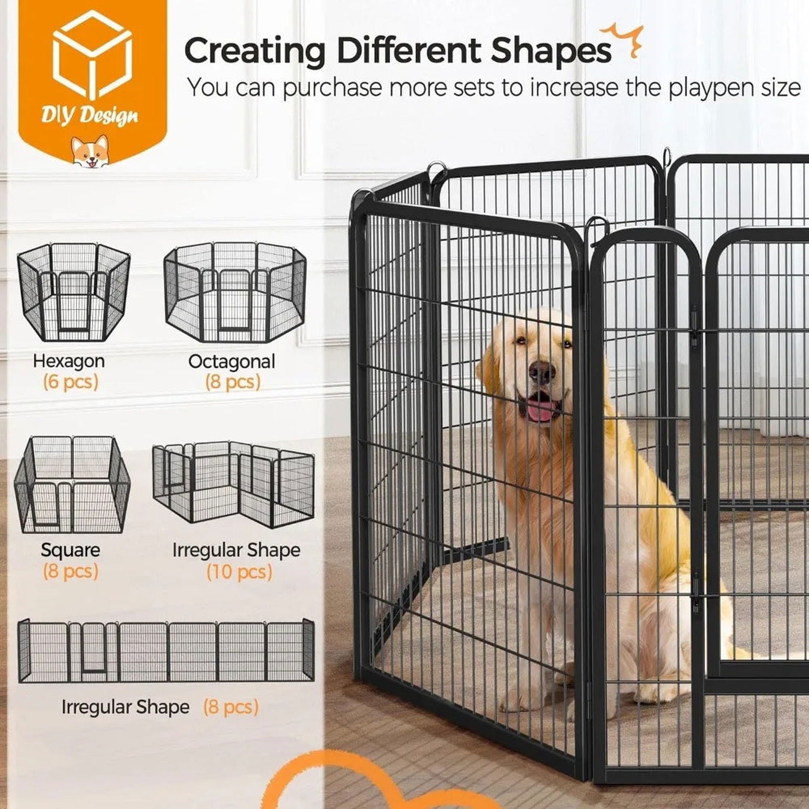 Parc pour chiens d'extérieur, clôture à 8 panneaux, enclos d'intérieur de 40 pouces pour - Loufdingue.com - Parc pour chiens d'extérieur, clôture à 8 panneaux, enclos d'intérieur de 40 pouces pour - Loufdingue.com -  -  