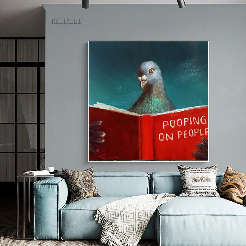 Modern Humorous Painting - Reader Pigeon