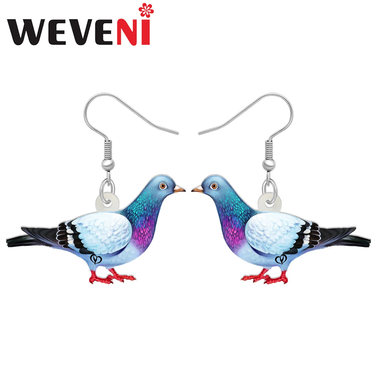 Boucles d'Oreilles Pendantes Pigeon Acrylique