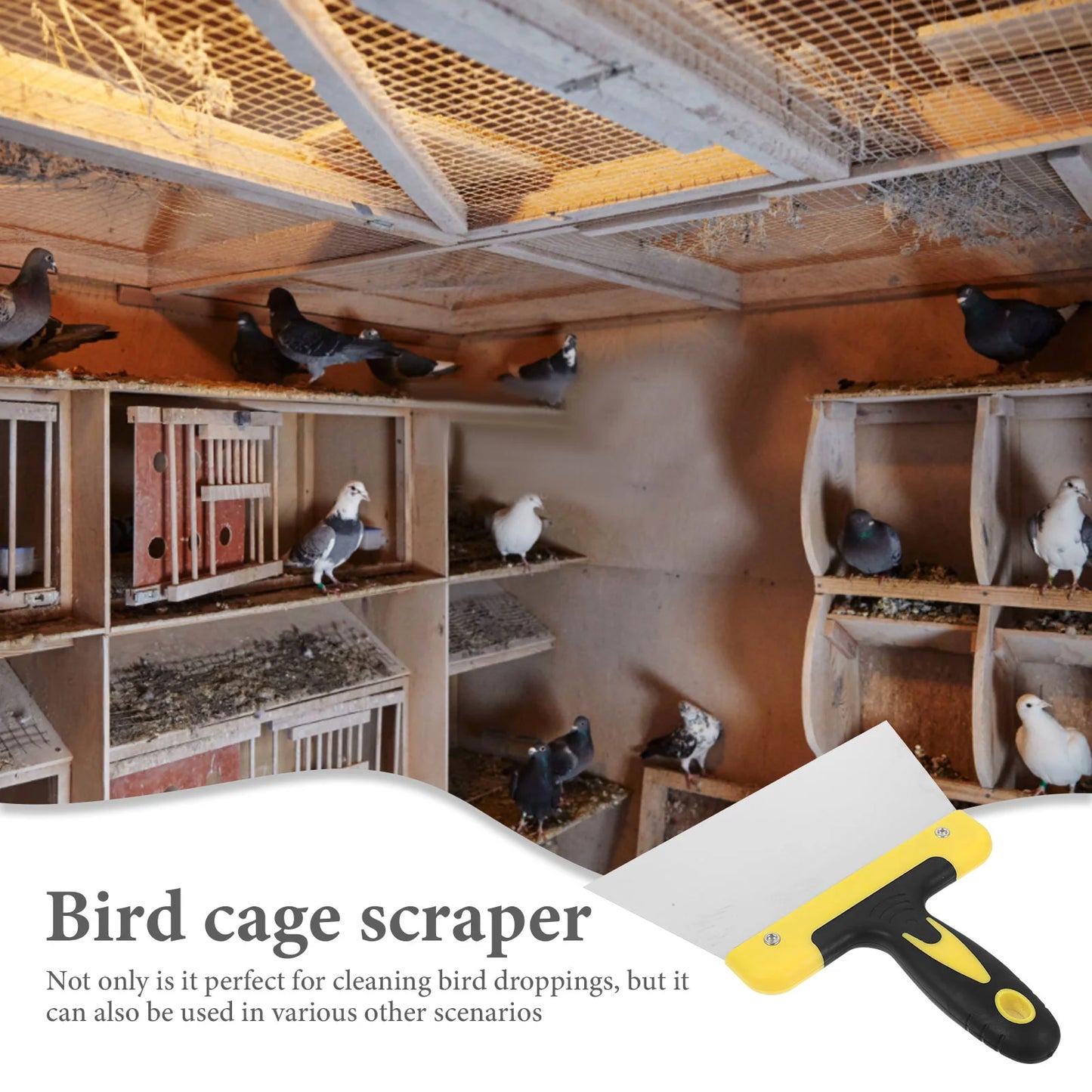 Make bird droppings cleaning chores easier with the Stainless Steel Bird Poop Scraper!