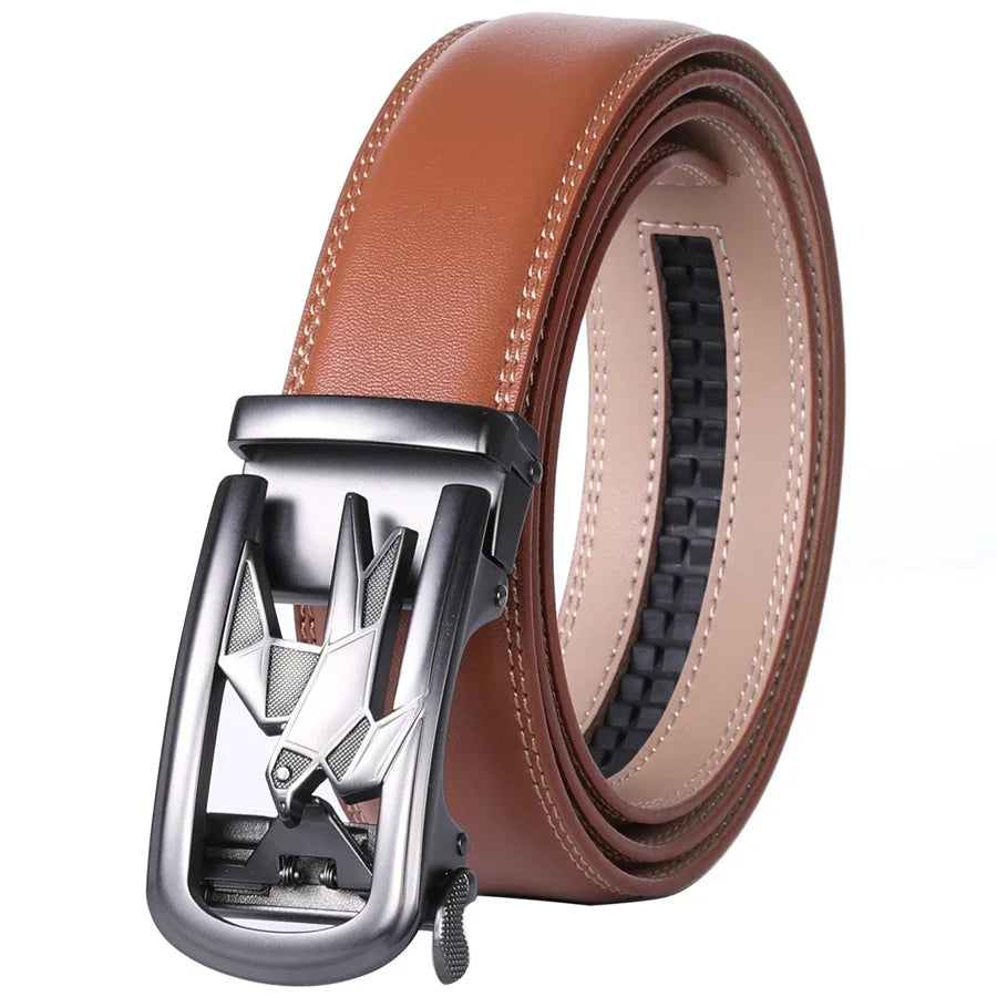 Men's Automatic Genuine Leather Belt, Pigeon Buckle