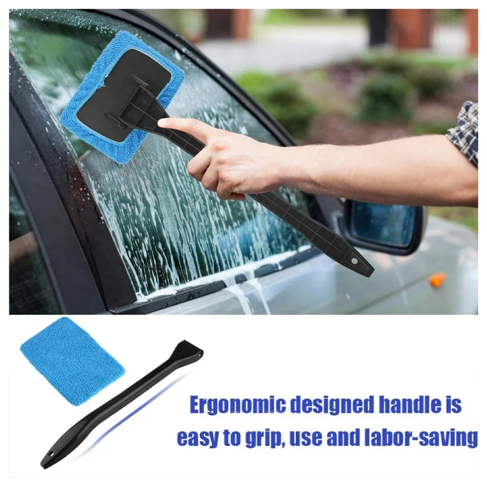 Kit de brosse de nettoyage de vitres de voiture, outil de nettoyage de pare-brise, essuie-glace intérieur de voiture avec manche Long, accessoires de voiture
