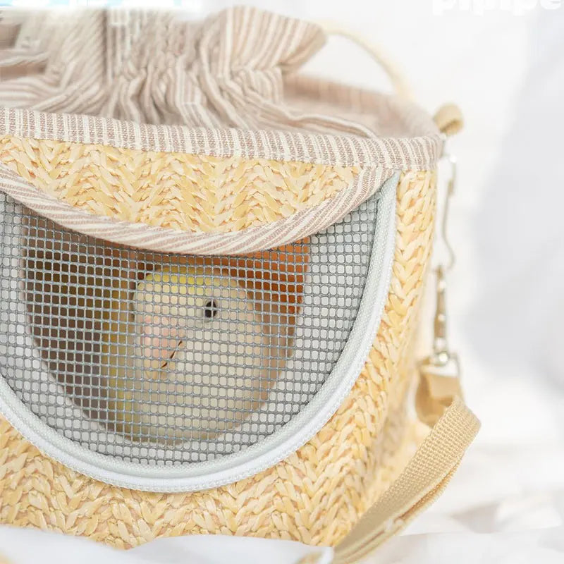 Cage à perroquets à paille tissée, petit sac à dos respirante, fournitures pour oiseaux