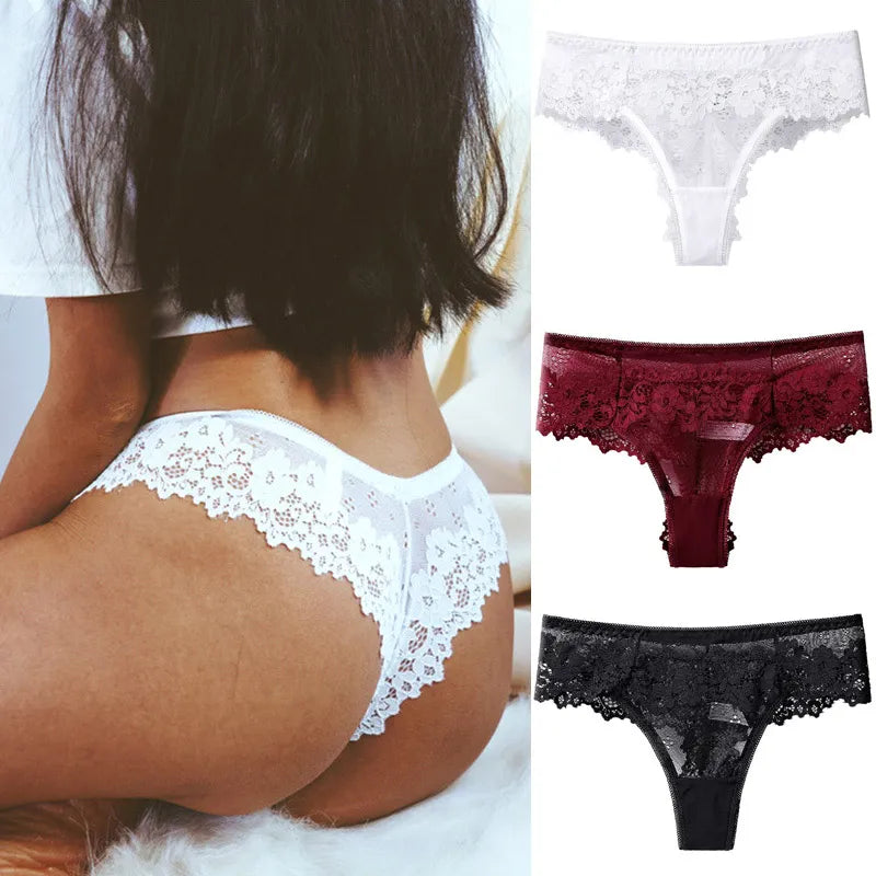 1pc- Sexy culottes à dentelle taille basse, G String respirant, tentation, broderie intimes.