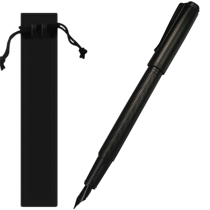 Stylo plume samouraï noir de haute qualité, forêt noire, excellente pointe en titane, écriture à encre lisse