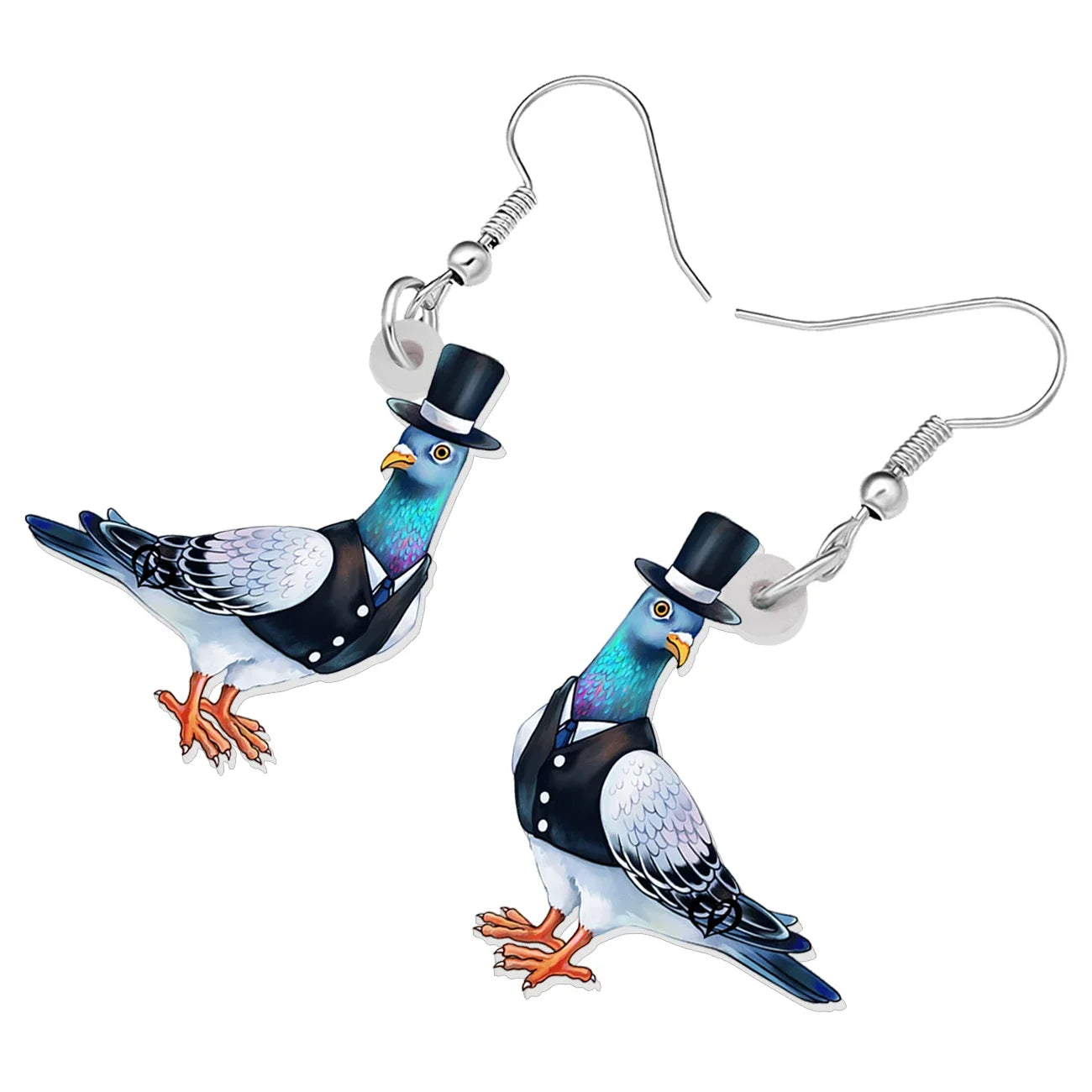 Boucles d'Oreilles Pendantes Pigeon Acrylique