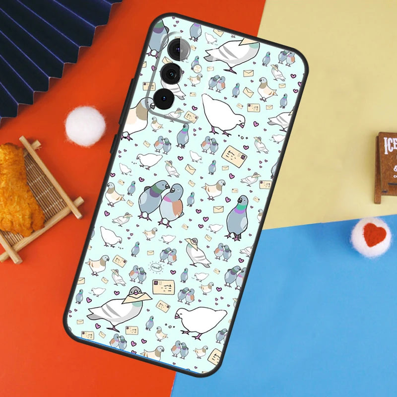 Coque Collage Pigeons Pour Samsung Galaxy A14 A34 A54 A55 A35 A15 A73 A53 A33 A23 A13 A12 A32 A52 A51