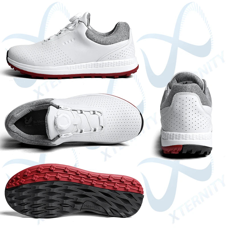 Chaussures de Golf de luxe respirantes pour hommes, baskets d'entraînement de Sport de Golf sans pointes, confortables, antidérapantes, imperméables, de marche