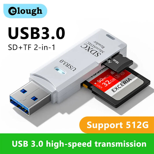 Lecteur de cartes USB 3.0 Micro SD TF 2 en 1, lecteur de mémoire, adaptateur multi- cartes haute vitesse, lecteur Flash, accessoires pour ordinateur portable.