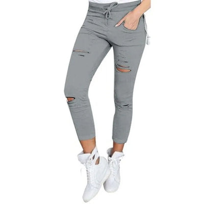 Nouveau jean déchiré pour femme, grande taille, pantalon déchiré, crayon extensible, Leggings