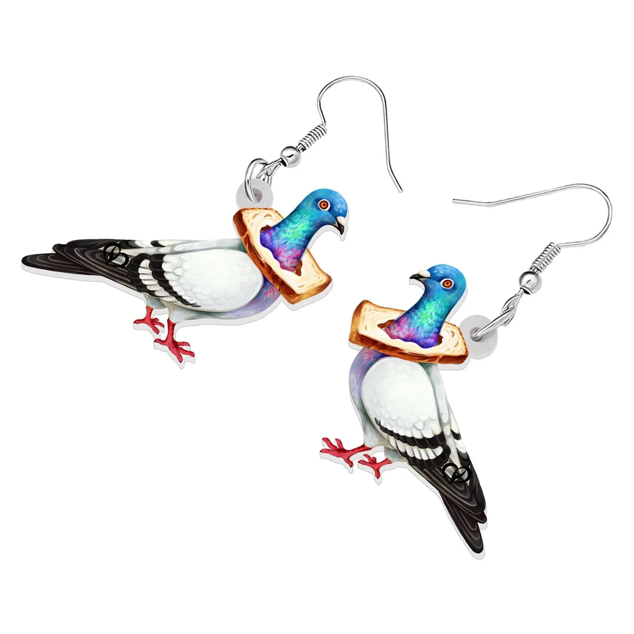 Boucles d'Oreilles Pendantes Pigeon Acrylique