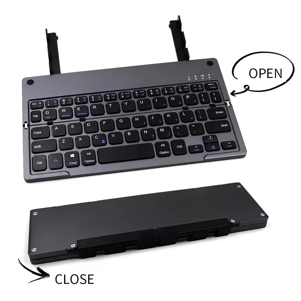 Mini clavier pliant avec support pour téléphone, planches à touches pliables avec connexion Bluetooth, rotatif pour téléphone portable et tablette
