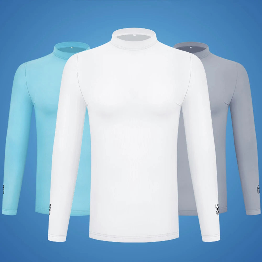 PGM – vêtements de Golf pour hommes, vêtements de protection solaire, haut à manches longues en soie glacée, Anti UV, frais, respirant