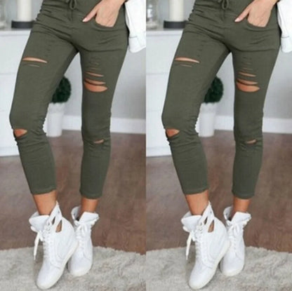 Nouveau jean déchiré pour femme, grande taille, pantalon déchiré, crayon extensible, Leggings