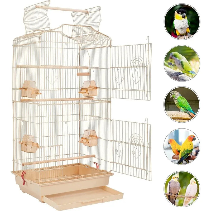 Cages à oiseaux de taille moyenne à toit ouvert de 41 pouces