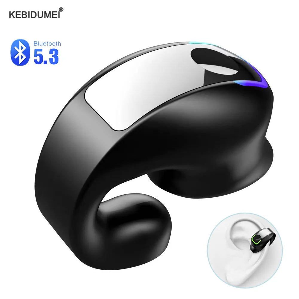 TWS Bluetooth 5.3 écouteurs, oreille pince sur casque sans fil, écouteurs avec Microphone