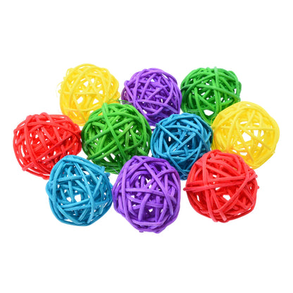 10 pièces/lot multicolore boules de rotin pour perroquets, jouets à mâcher