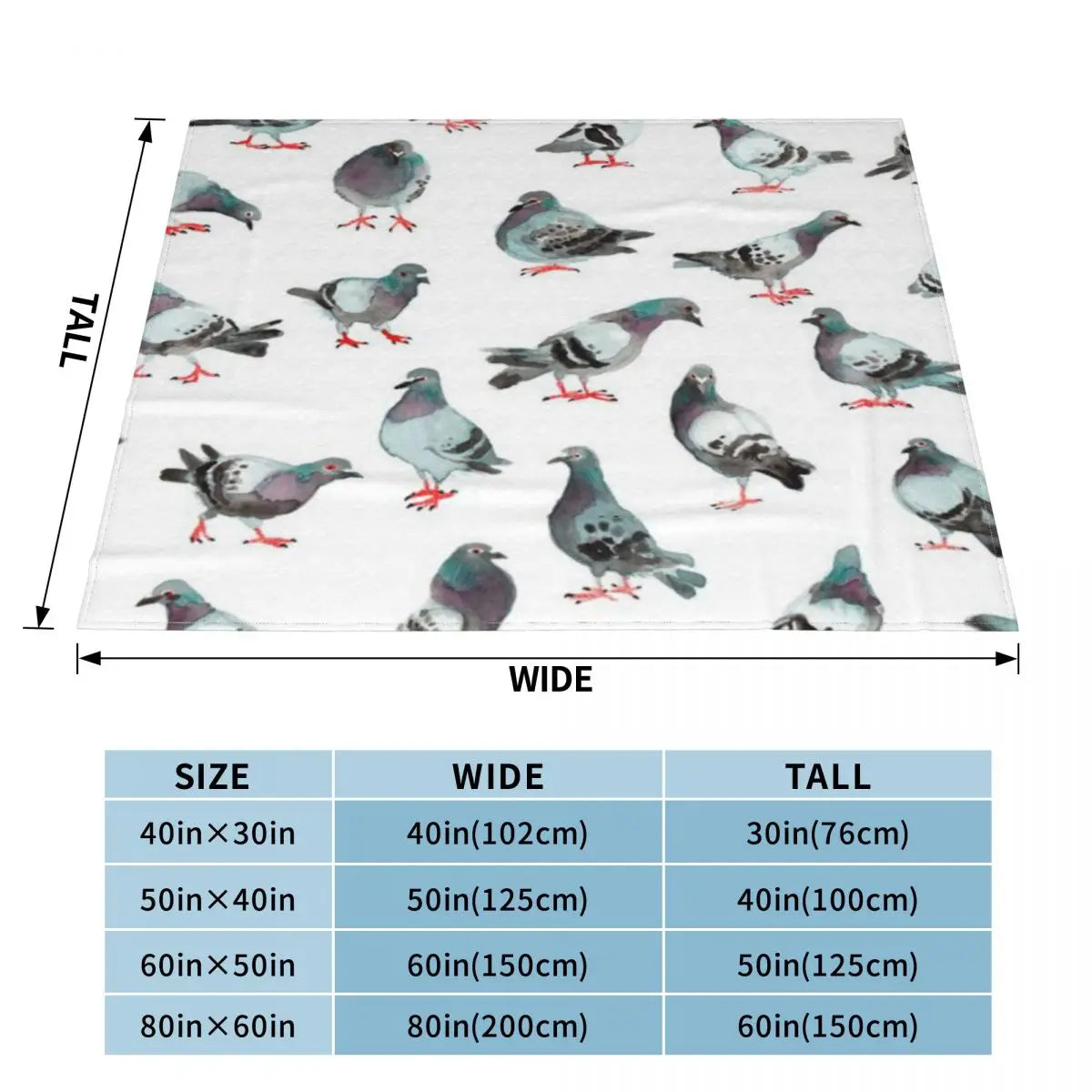 Couverture Microfibre Douce - Les Pigeons