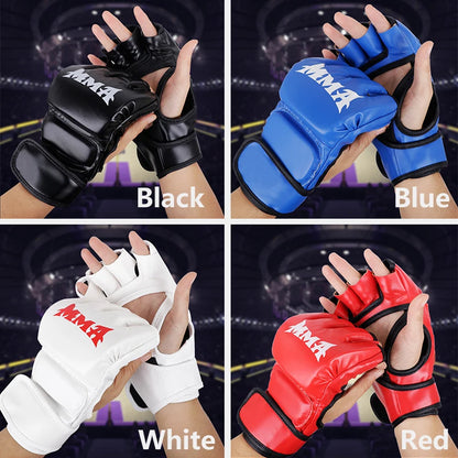 Professional Boxing Training Gloves Half Finger Leather Cushion for Adult Sanda Boxing UFC Training Sandbag Knuckles