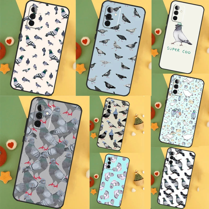 Coque Collage Pigeons Pour Samsung Galaxy A14 A34 A54 A55 A35 A15 A73 A53 A33 A23 A13 A12 A32 A52 A51