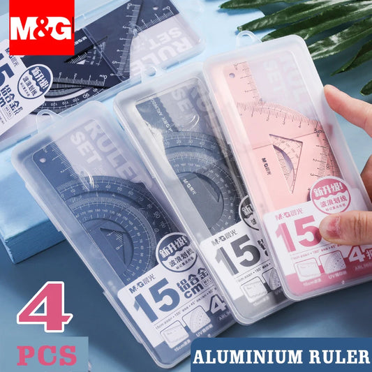 4 pièces- M &amp; G ensemble de règles en aluminium, Maths, dessins, règle en métal