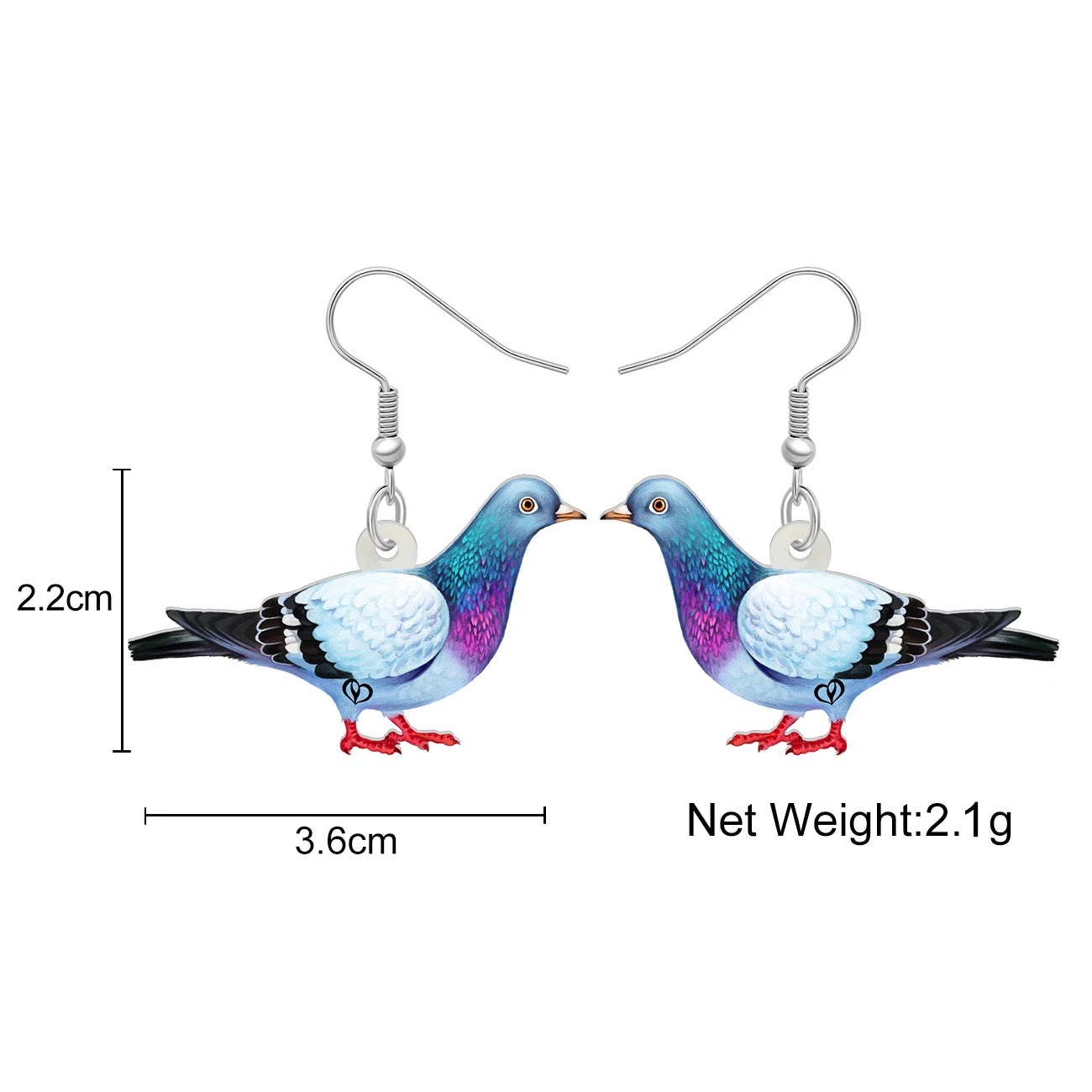 Boucles d'Oreilles Pendantes Pigeon Acrylique