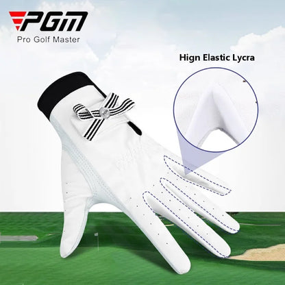 PGM – gants de Golf en cuir d'agneau pour femmes, 1 paire, avec marque, mitaines respirantes à doigts ouverts, gants de Sport pour main droite et gauche