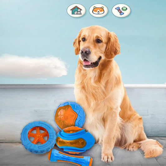 Jouets en caoutchouc pour chiens, à mâcher, résistant aux morsures, entraînement grinçant, jouet interactif pour chiens de grande taille, nettoyage des dents
