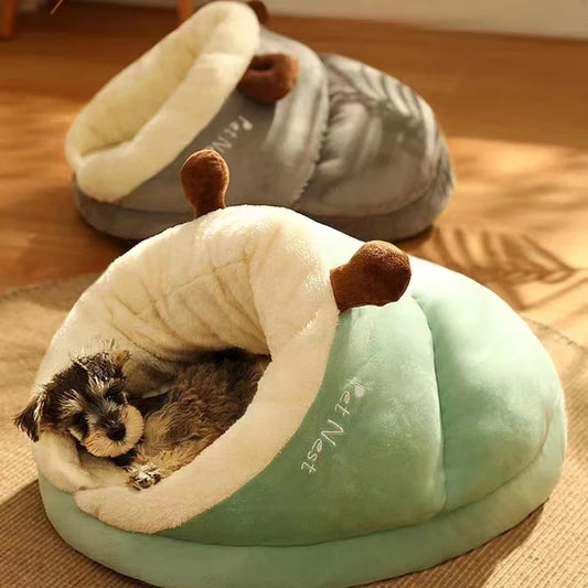 Maison mignon pantoufles en forme de chien lit, chats, sac de couchage pliable lavable, maison pour animaux de compagnie
