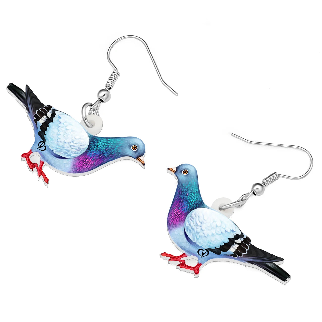 Boucles d'Oreilles Pendantes Pigeon Acrylique