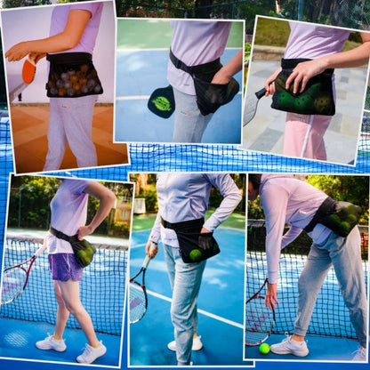 Tennis Ball Holder Adjustable Tennis Ball Waist Bag Sweatproof Mesh Cloth Ball Pouch Pickleball Training Holding Bag Accessory