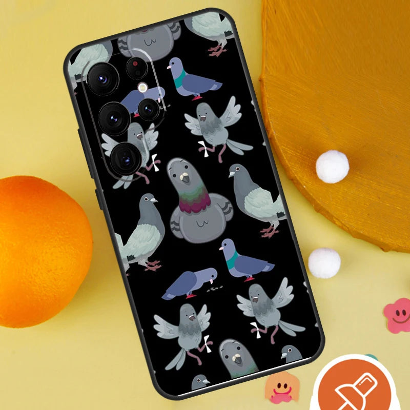 Coque pour Samsung Galaxy S20 FE Note 20 Ultra S8 S9 S10 Note 10 Plus S21 S22 S23 Ultra Motif pigeons colombes oiseaux troupeau animaux