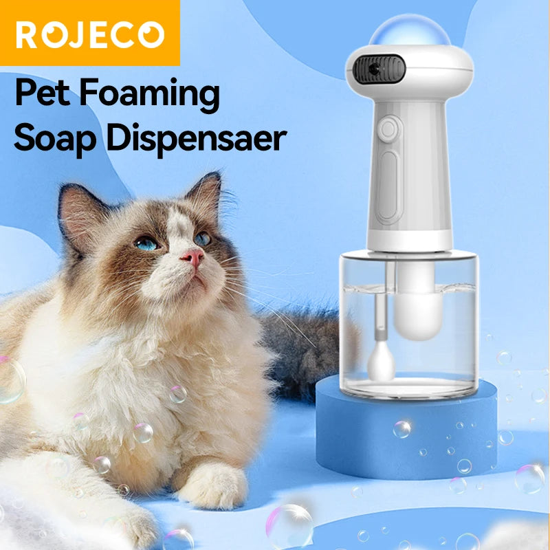 ROJECO – distributeur automatique de savon pour animaux de compagnie, électrique sans fil, Machine à mousser pour chat, nettoyage de chien