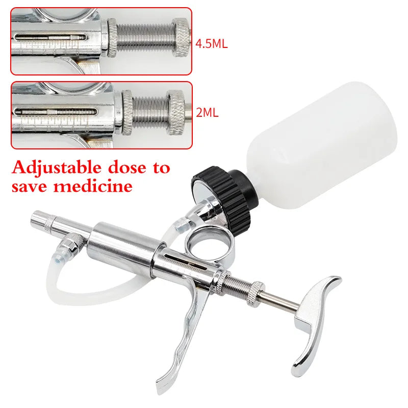 Injecteur automatique en métal JIECARE : L'outil indispensable pour une vaccination précise et efficace de vos pigeons ! de 0.5 à 5Ml, bouteille de seringues de vaccins