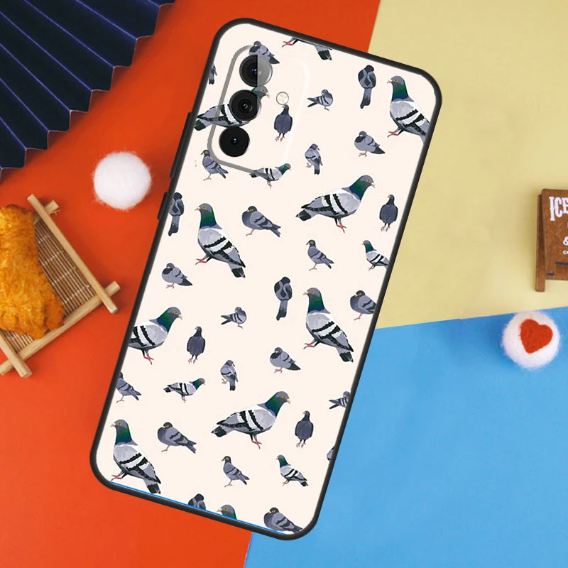 Coque Collage Pigeons Pour Samsung Galaxy A14 A34 A54 A55 A35 A15 A73 A53 A33 A23 A13 A12 A32 A52 A51