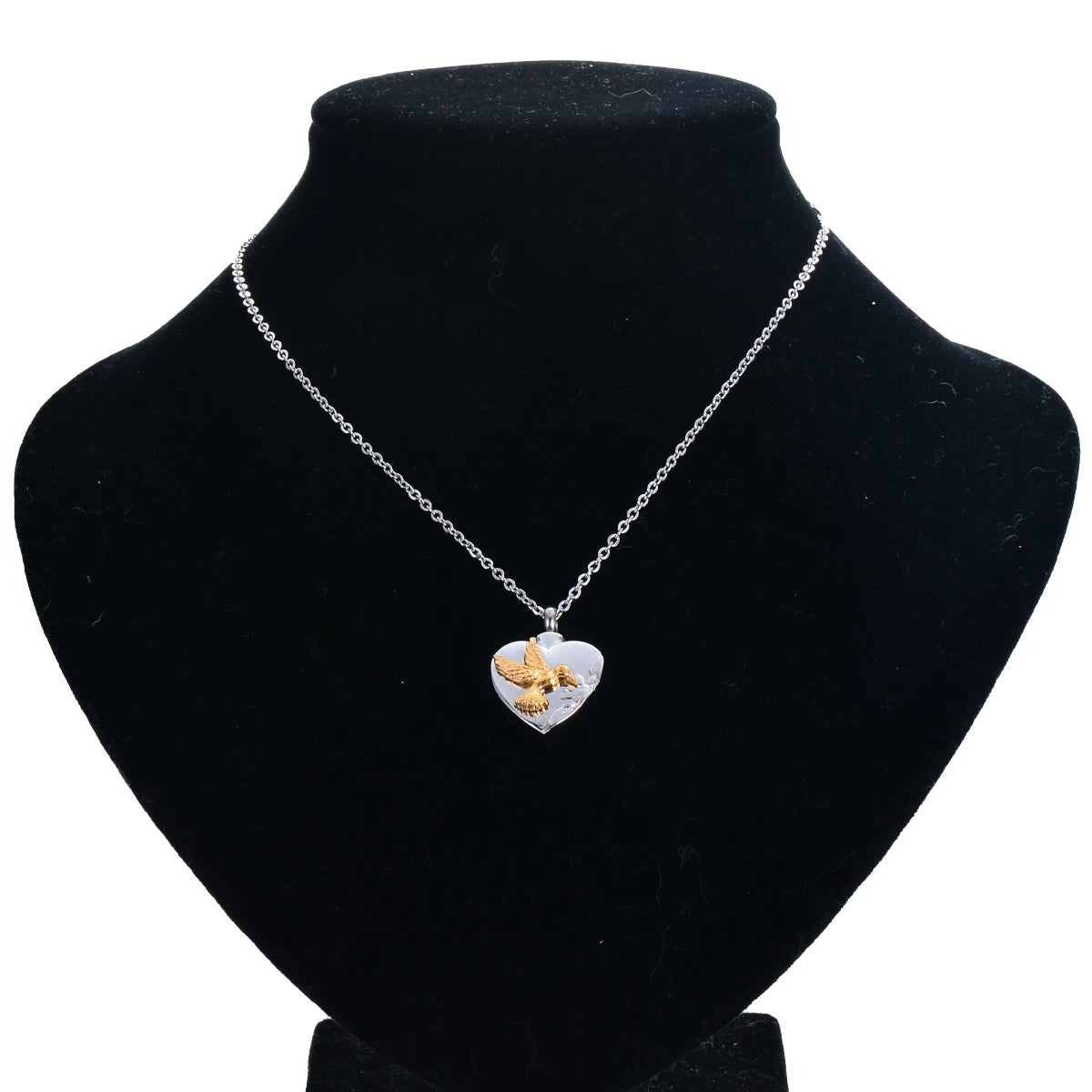 Stainless Steel Peace Dove Heart Necklace