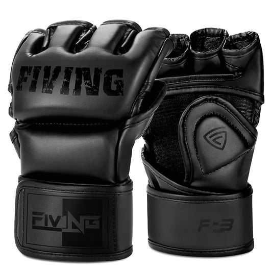 FIVING demi doigt gants de boxe en cuir PU MMA combat coup de pied gants de boxe karaté Muay Thai entraînement gants d'entraînement hommes