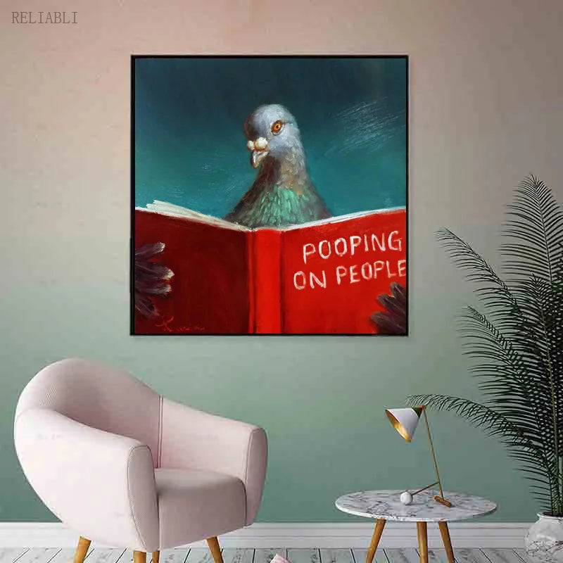 Modern Humorous Painting - Reader Pigeon