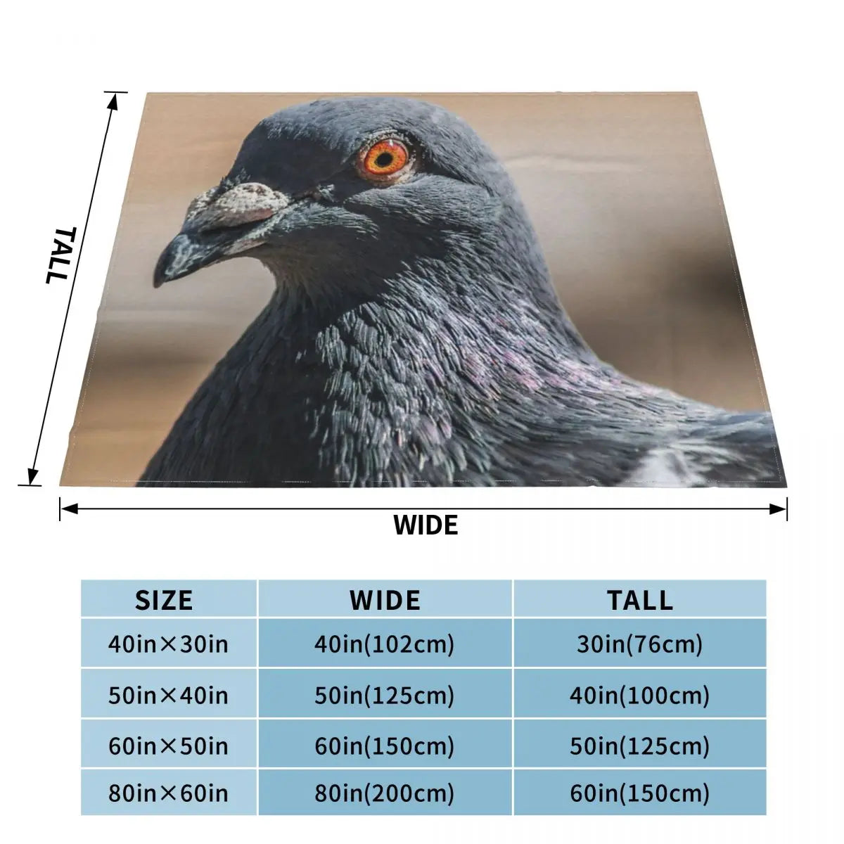 Extremely Soft Microfiber Blanket - Pigeon Pattern