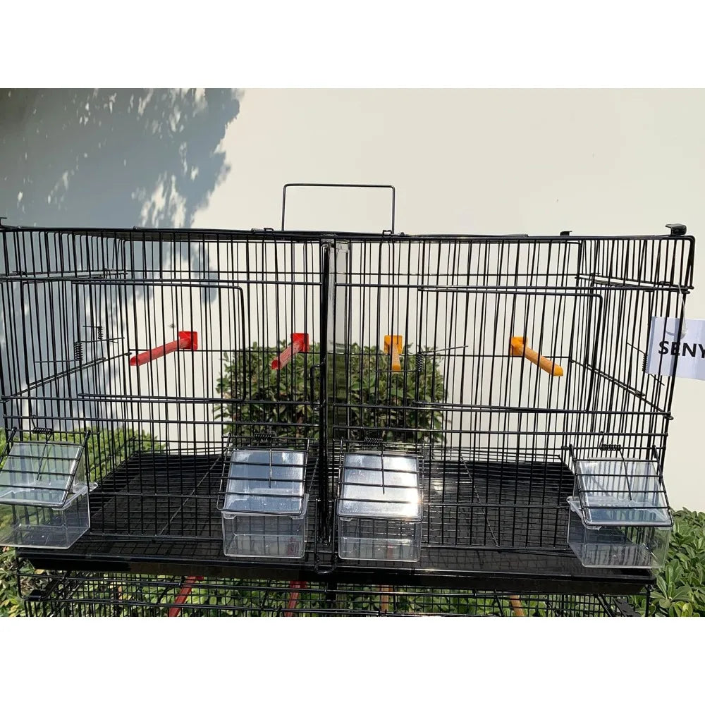 Seny Lot de 4 cages à oiseaux empilables pour petits oiseaux (noir)